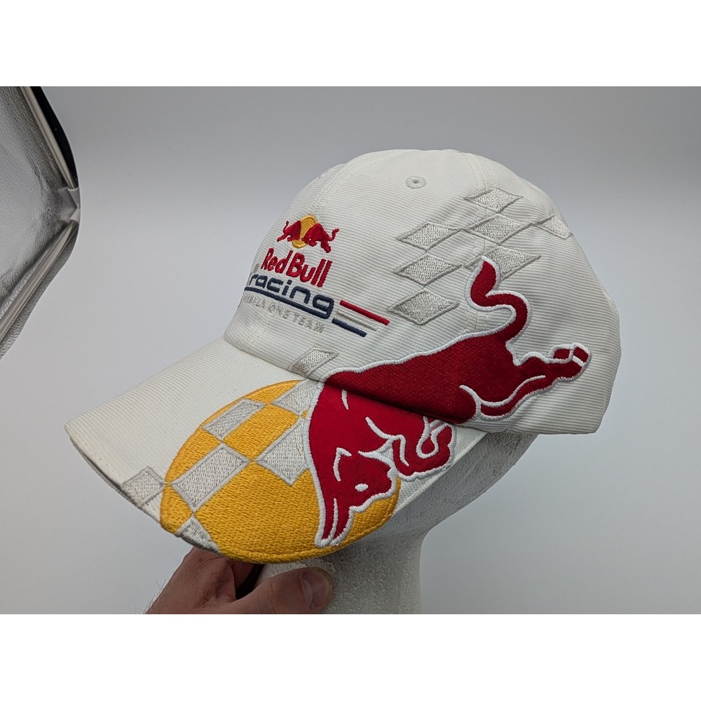 Red Bull Racing Formula One Team Hat White Embroidered F1 Baseball Cap Adj.
